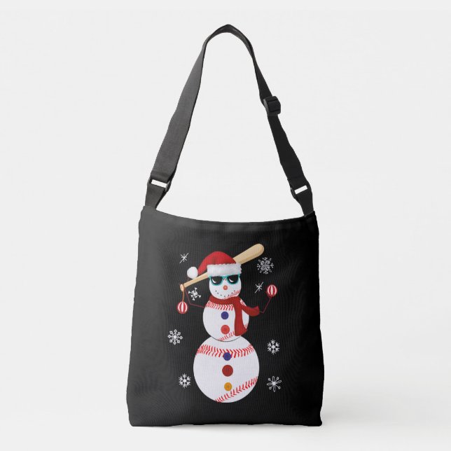 Weihnachts-Baseball-Snowman-Weihnachtsmannmütze Tragetaschen Mit Langen Trägern (Vorderseite)