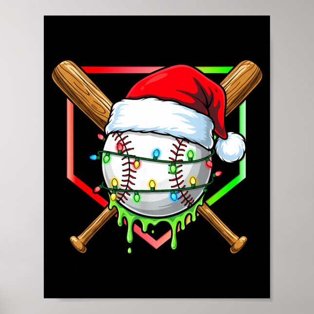Weihnachts-Baseball-Tropf-Eiscreme-Tropf-Baseball- Poster (Vorne)