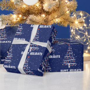 Weihnachts-Baseball und Rote Socken Tree Geschenkpapier