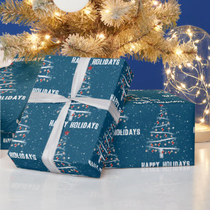 Weihnachts-Baseball und roter Socken Baum Geschenkpapier