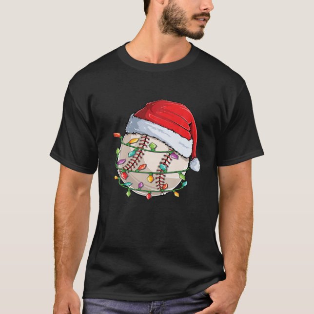 Weihnachts Baseball Weihnachtsmannmütze Funny Xmas T-Shirt (Vorderseite)