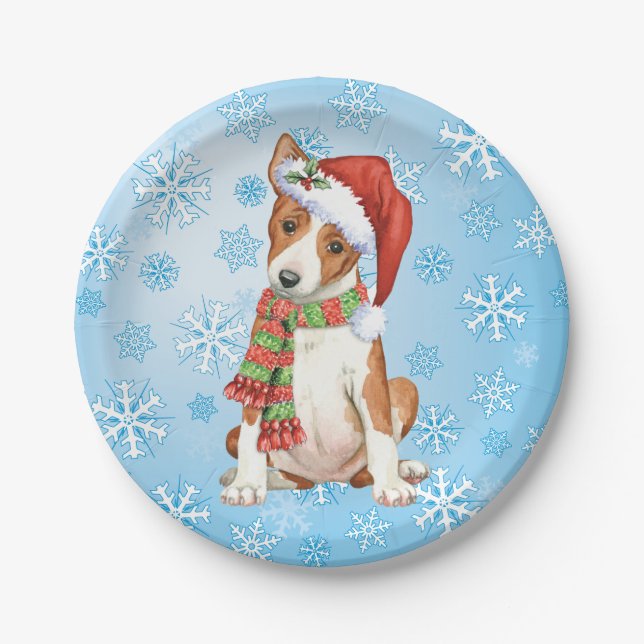 Weihnachts-Basenji-Papierplatte Pappteller (Vorderseite)