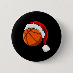 Weihnachts Basketball Ball Weihnachtsmannmütze Män Button