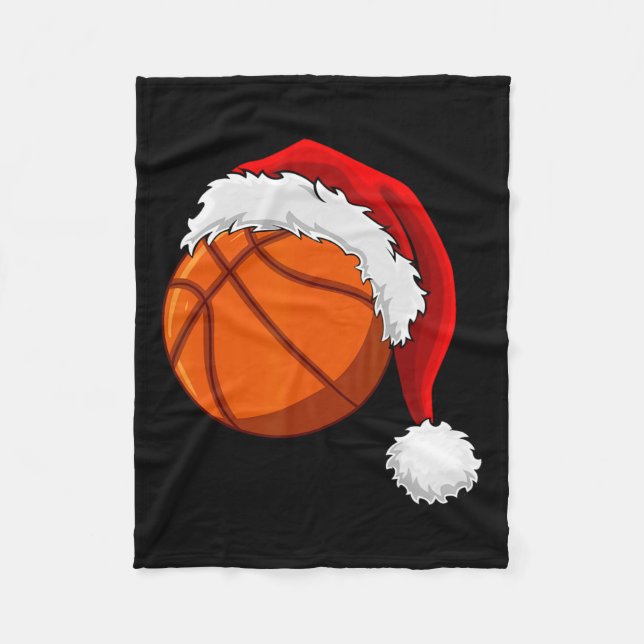 Weihnachts Basketball Ball Weihnachtsmannmütze Män Fleecedecke (Vorderseite)