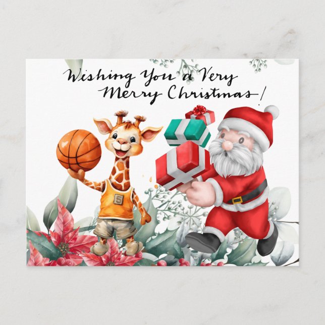 Weihnachts-Basketball Feiertagspostkarte (Vorderseite)