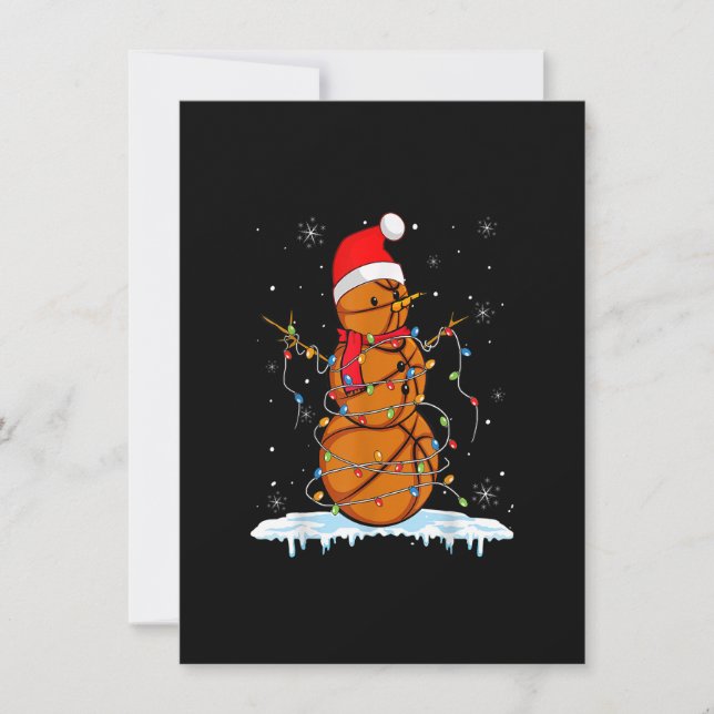 Weihnachts Basketball Snowman WeihnachtsLICHT Einladung (Vorderseite)