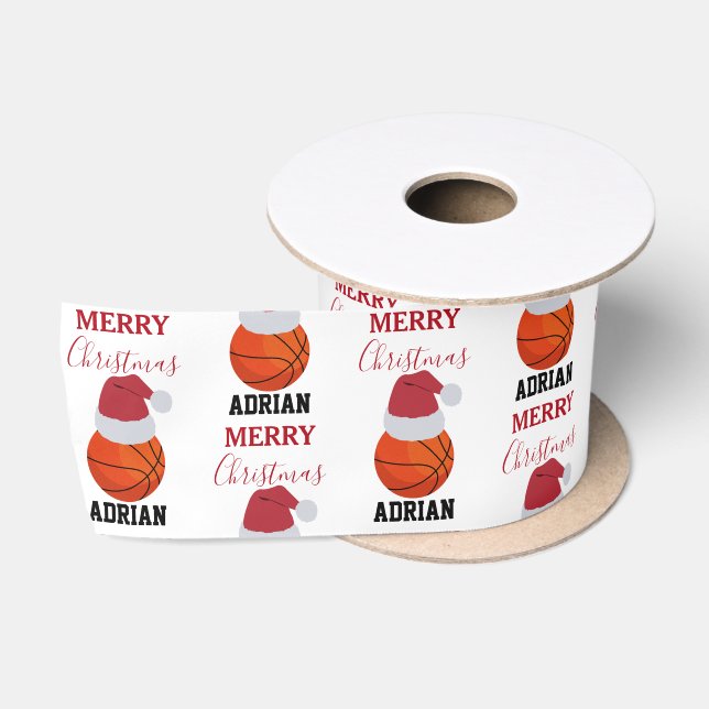 Weihnachts-Basketball-Sportball-Individuelle Name Satinband (Spule)