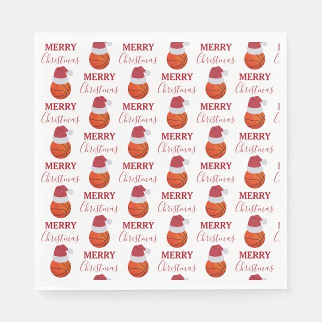 Weihnachts-Basketball-Sportball-Party Serviette (Vorderseite)