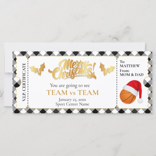 Weihnachts-Basketball-Ticket, Überraschungsgutsche (Vorderseite)