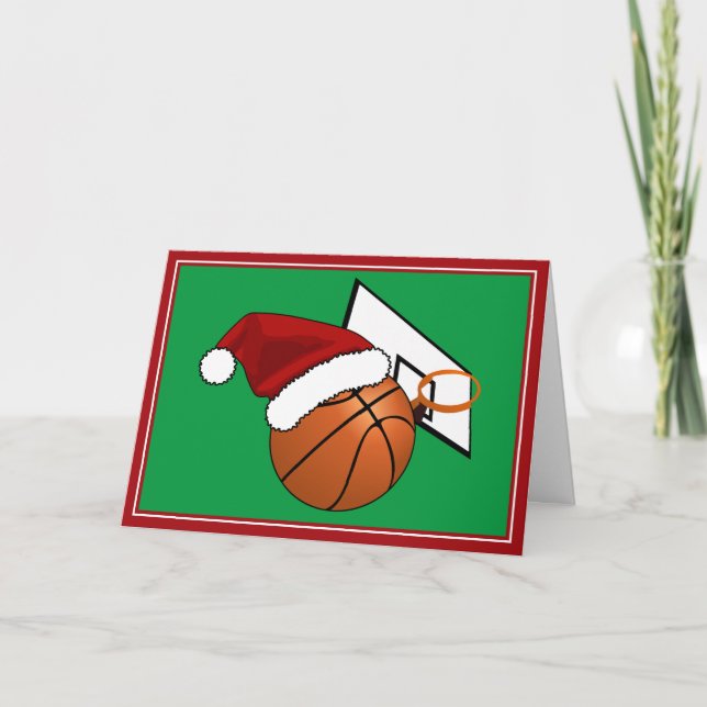 Weihnachts-Basketball und Hoop Feiertagskarte (Vorderseite)