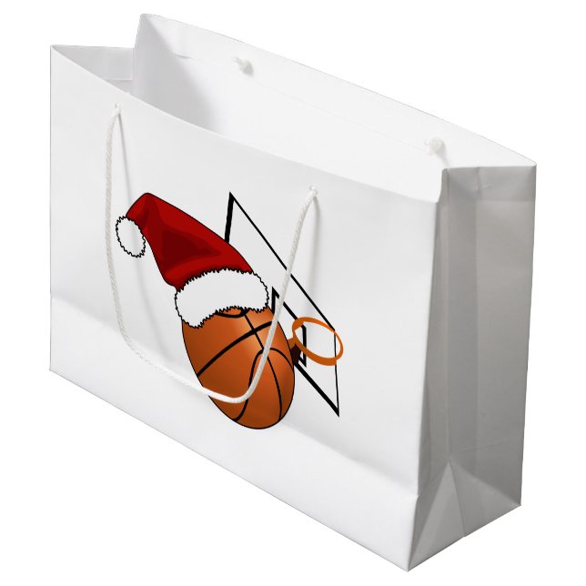 Weihnachts-Basketball und Hoop Große Geschenktüte (Vorderseite Schrägansicht)