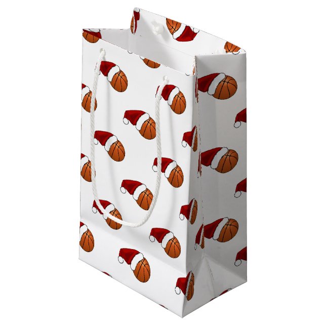 Weihnachts-Basketball und Hoop Kleine Geschenktüte (Vorderseite Schrägansicht)