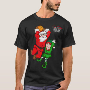 Weihnachts Basketball Weihnachtsmann Slam Dunk Elf T-Shirt