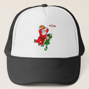 Weihnachts Basketball Weihnachtsmann Slam Dunk Elf Truckerkappe