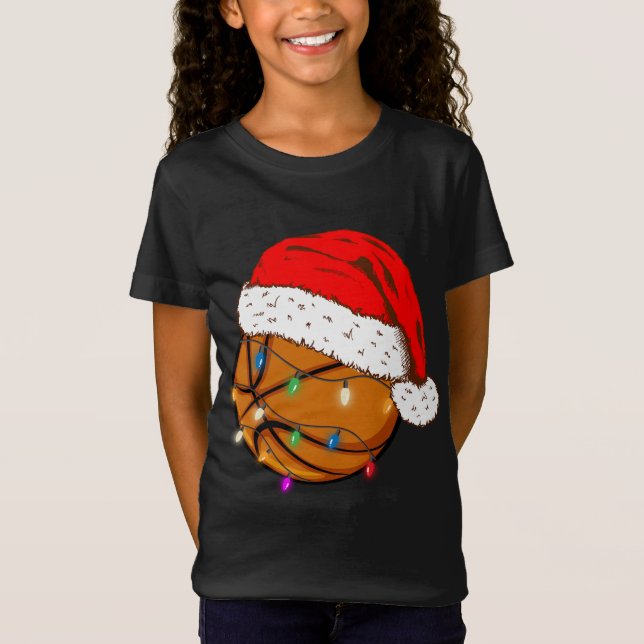 Weihnachts-Basketball-Weihnachtsmannmütze Funny Sp T-Shirt (Vorderseite)