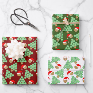 Weihnachts-Basketball-Weihnachtsmannmützen Geschenkpapier Set