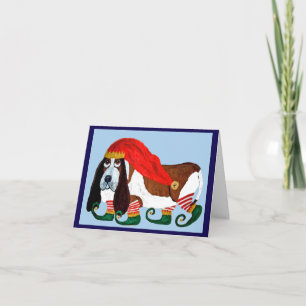 Weihnachts-Basset-Hound-Elf Einladung