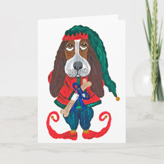 Weihnachts-Basset-Hound-Elf Karte