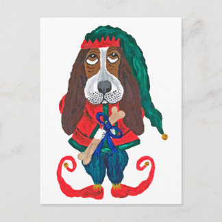 Weihnachts-Basset-Hound-Elf Postkarte