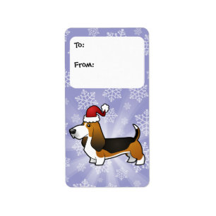 Weihnachts-Basset-Hound-Geschenktasten Adressaufkleber