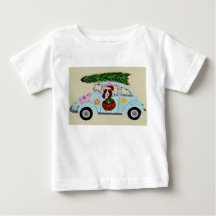 Weihnachts-Basset Hound in Hippie-Auto 
