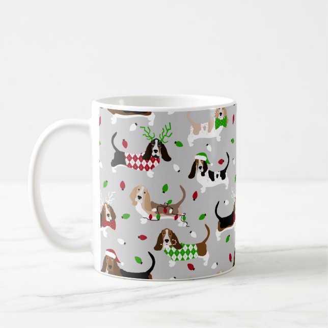 Weihnachts-Basset-Hound-Kaffee-Tasse Kaffeetasse (Links)