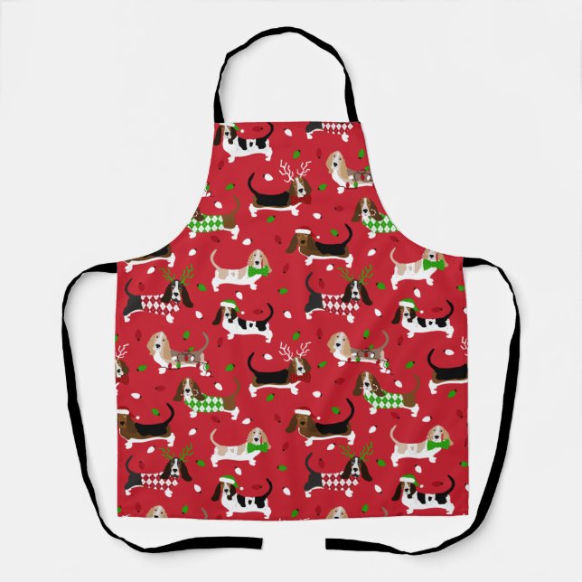 Weihnachts-Basset-Hound Schürze (Vorderseite)