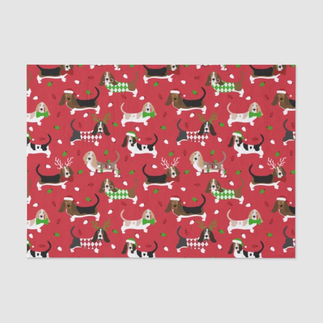 Weihnachts-Basset-Hound Seidenpapier (Vorderseite)