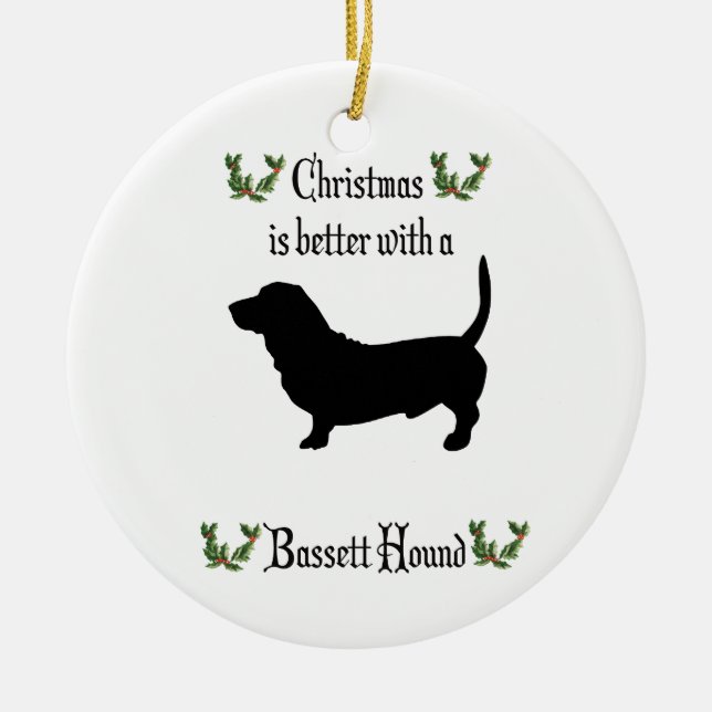 Weihnachts-Basset-Hund-Ornament Keramik Ornament (Vorne)