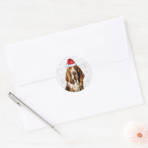 Weihnachts-Basset-Hund und Woof Hund Lover Runder Aufkleber