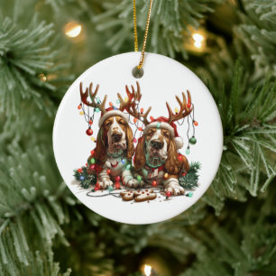 Weihnachts-Basset-Hunde Keramik Ornament