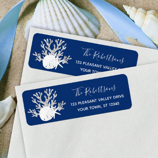 Weihnachts Beach Navy Sand Dollar Rücksendeadresse