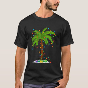 Weihnachts Beach Palme Tree mit Weihnachtsbeleucht T-Shirt