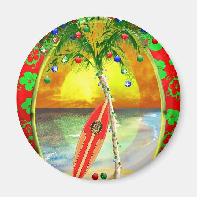 Weihnachts Beach Sunset Magnet (Vorne)