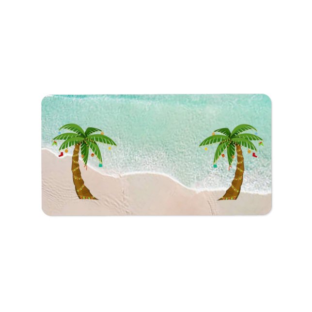 Weihnachts-Beach-Szene-Adressetiketten Adressaufkleber (Vorne)