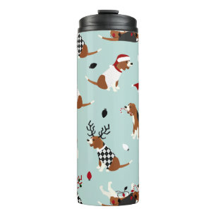Weihnachts-Beagle Blauwärmer Thermosbecher