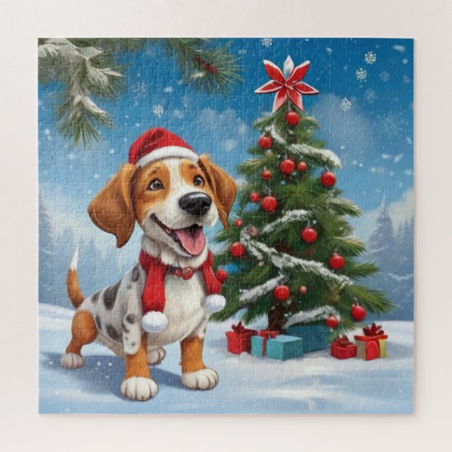 Weihnachts-Beagle Dog Jigsaw Puzzle (Vertikal)