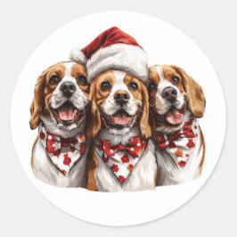 Weihnachts-Beagle-Hunde Runder Aufkleber