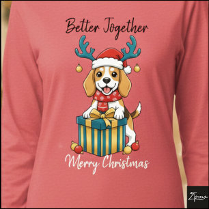 Weihnachts-Beagle-Rentier-Schal-Geschenk-Grafik Tri-Blend Shirt