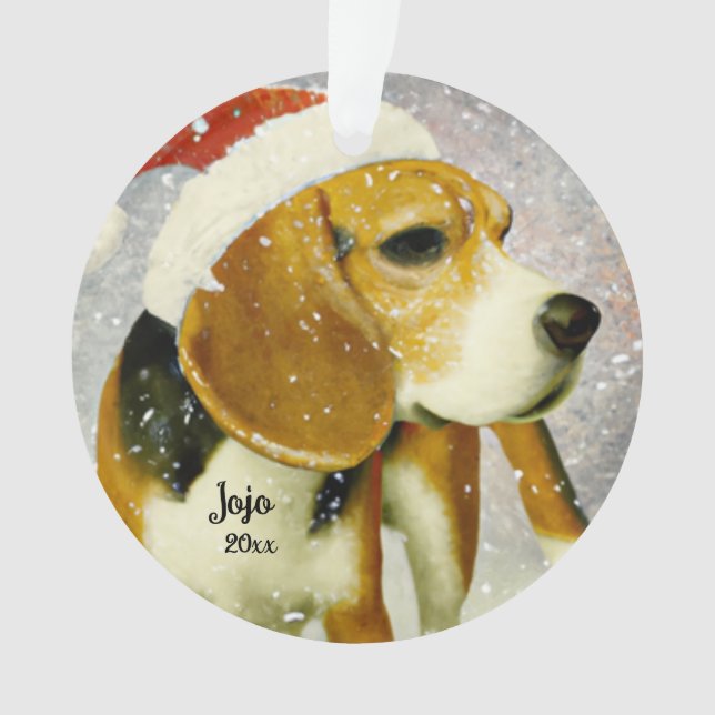 Weihnachts-Beagle, Santa Dog-Ornament Ornament (Vorderseite)