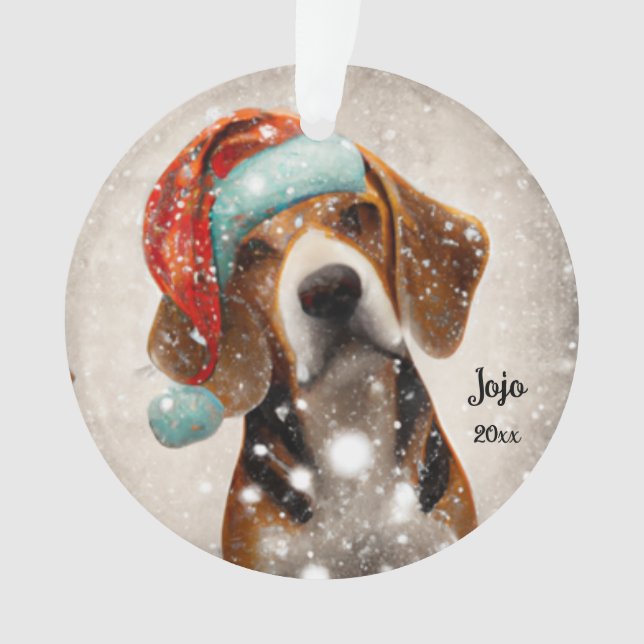 Weihnachts-Beagle, Santa Dog-Ornament Ornament (Vorderseite)