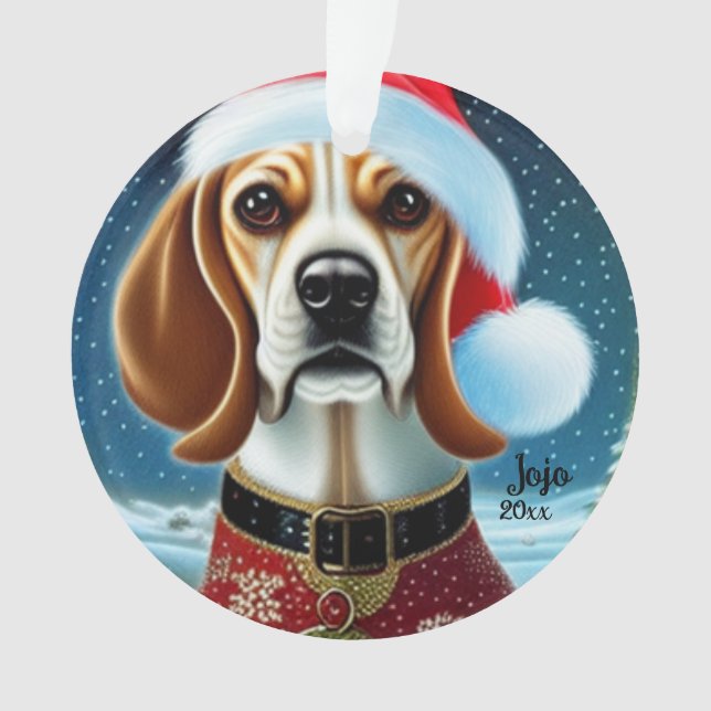 Weihnachts-Beagle, Santa Dog-Ornament Ornament (Vorderseite)
