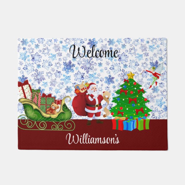 Weihnachts-Begrüßung Der Weihnachtsmann macht sein Fußmatte (Vorderseite)