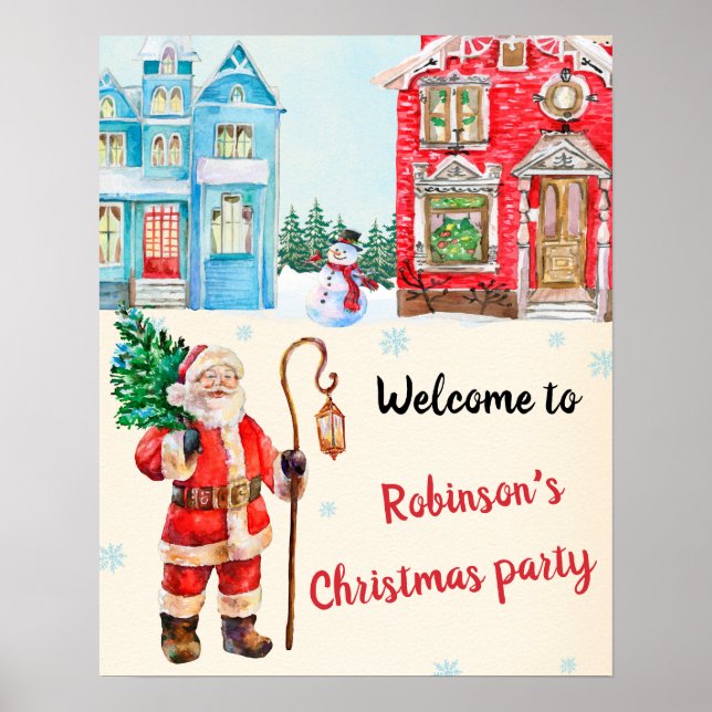 Weihnachts-Begrüßungs-Party-Zeichen Weihnachtspost Poster (Vorne)