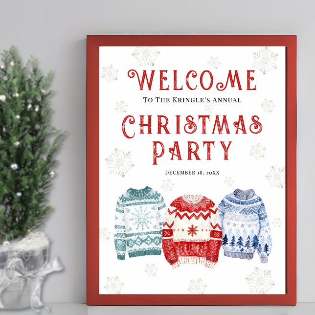 Weihnachts-Begrüßungsunterschrift für Weihnachten  Poster (Festive Christmas Party Welcome Sign)