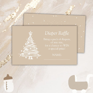 Weihnachts Beige Baby Gender Neutral Diaper Raffle Begleitkarte