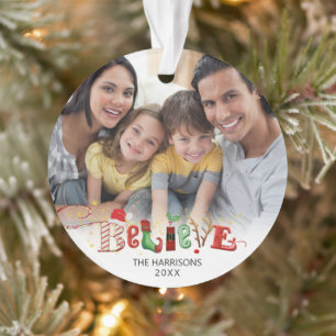 Weihnachts-BELIEVE 2 Fotos Ornament