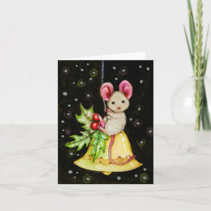 Weihnachts-Bell-Maus Süße Tier Grußkarte Karte