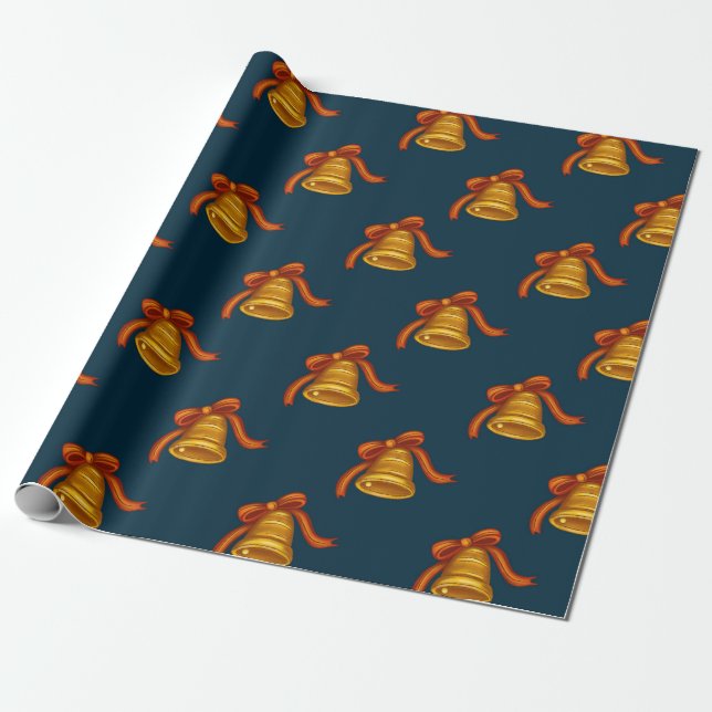 Weihnachts-Bell-Papier mit dunkelblau Geschenkpapier (Ungerollt)