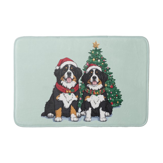 Weihnachts Berner Sennenhunde Badematte (Vorderseite)